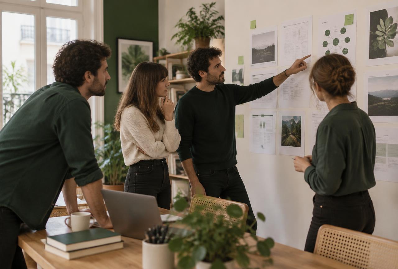 Une équipe SEO organise ensemble les priorités techniques et éditoriales d'un site